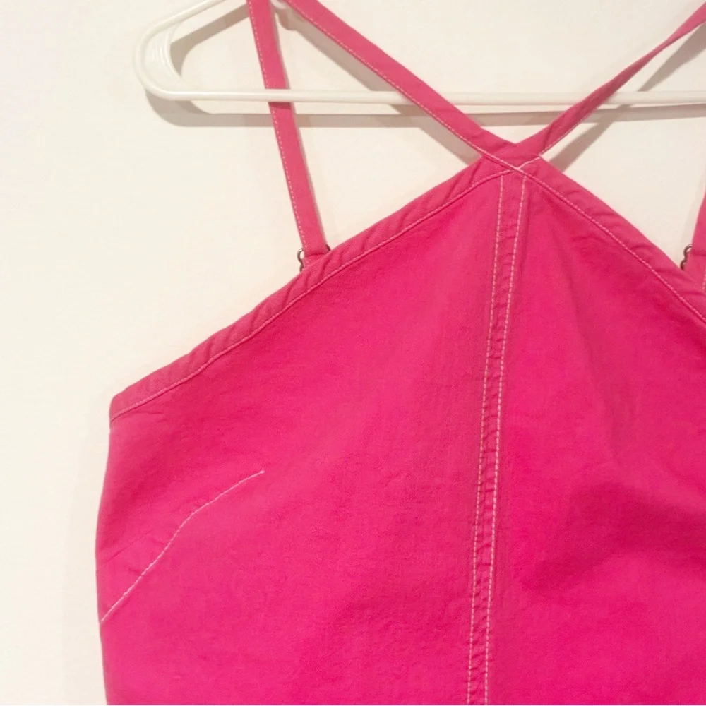 Anthropologie Pilcro Size Large Pink The Judie Halter Denim Swing‎ Mini Dress